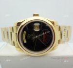 Replica Rolex Yellow Gold Black Onyx Dial Day Date Watch